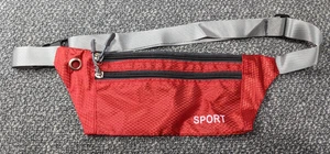 Riñonera Unisex Nylon Rojo Cinturón para Correr Cintura Bolsa Viaje Cremallera Bolsa para Dinero - Imagen 1 de 5