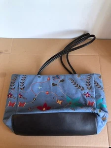 Floral Blue Fabric Womens Handbag - Picture 1 of 10