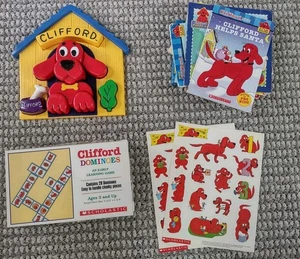 Big Activities Lot Clifford Big Red Dog Books & Puzzle & Stickers & Dominoes  - Picture 1 of 5