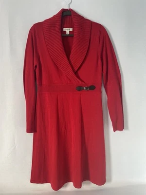 Dressbarn красный свитер платье размер L женщин вязаный длинным рукавом подпоясанный теплый шикарный  - Изображение 1 из 4