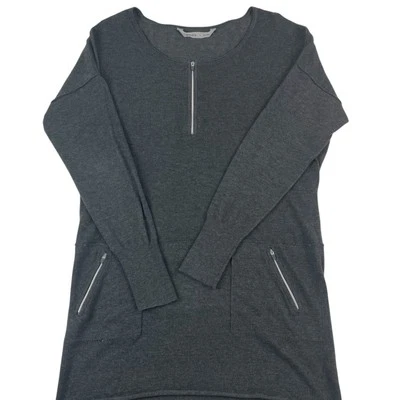 Vestido Suéter Athleta Azalia Gris Carbón Cuarto Cremallera L Manga Larga Cómodo Tejido Foto 1 de 4