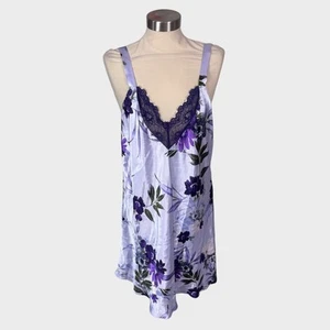Apt. 9 Intimates XXL Purple Floral Satin Lace Nightgown Nightie Slip - Picture 1 of 7