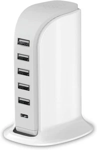 Charging Station for Multiple Devices 40W , Wall Charger Block 5 USB Ports(Share - Picture 1 of 12