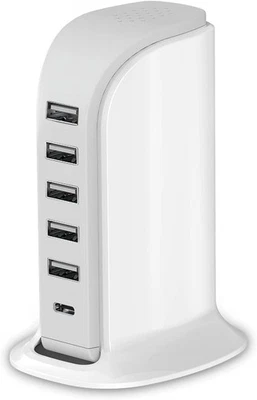 Charging Station for Multiple Devices 40W , Wall Charger Block 5 USB Ports(Share - Image 1 of 4