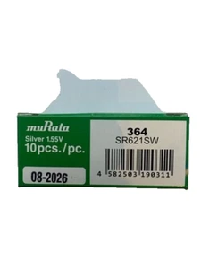 Murata (Sony) 364/SR621SW Watch Batteries 1.55V Button Cells Silver Oxide - Imagen 1 de 2