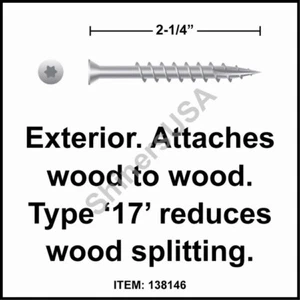 (3000) Coarse Type 17 305 Stainless Screw 7 x 2-1/4 Star Drive Trim Head #138146 - Picture 1 of 1