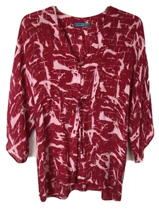 Alice and Olivia S Top Blouse Wrap Pink White V-Neck Empire Waist Kimono Sleeve - Picture 1 of 12