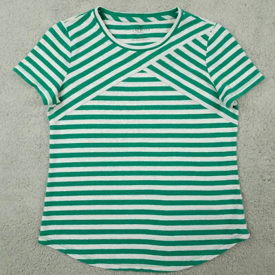 Talbots Top Womens SP Green White Striped Short Sleeve Shirt Casual Coastal - Image 1 of 4