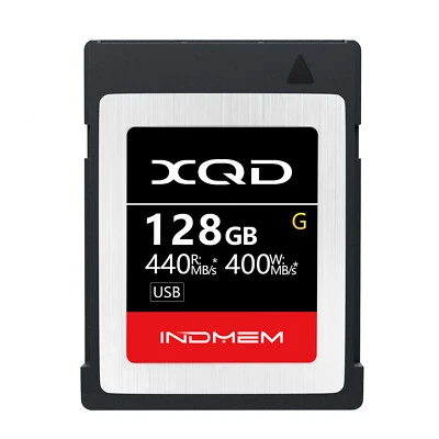INDMEM 128GB XQD Memory Card (Fast Up to 440MB/s Read) w/ File Rescue Software - Image 1 of 4