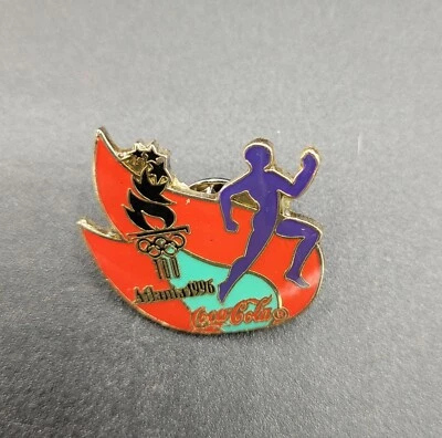 Atlanta 1996 Coca-Cola Red and Green Flame Olympic Pin - Image 1 of 3