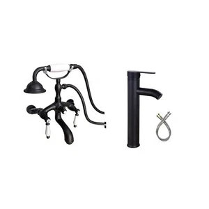 Clawfoot Tub Bathtub Matte Black Shower Faucet with Hand Shower Sprayer Wall ... - Picture 1 of 9