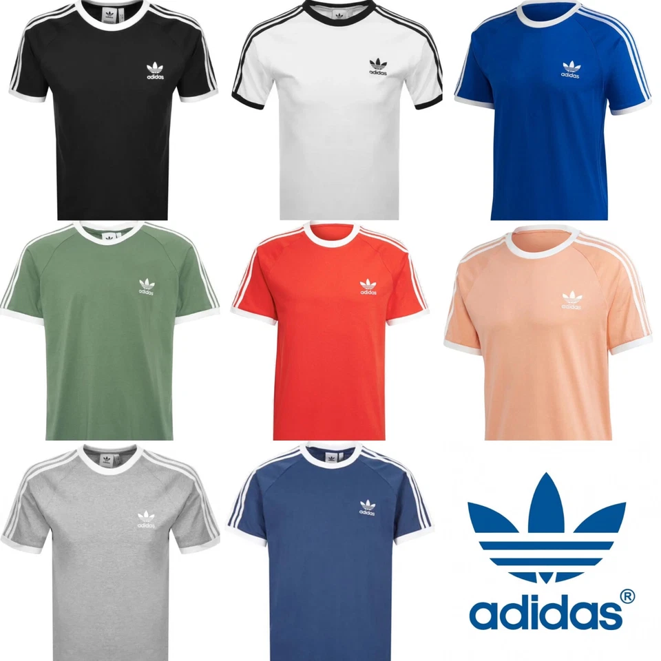 Adidas Originales 3 Rayas Algodón Camiseta Cuello Redondo Manga Corta S-XXL Foto 1 de 1