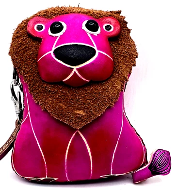 Cartera monedero de cuero genuino de león hecha a mano con animales Foto 1 de 4