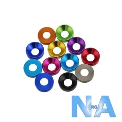 8 x M2 M3 M4 M5 M6 Aluminium Countersunk Washer Alloy Colour 8 Pack