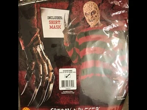 Rubies Freddy Krueger Adult Costume Shirt & Mask Nightmare Elm Street Up To 44" - Picture 1 of 7