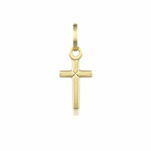 14K Solid Yellow Gold Cross Pendant - Latin Crucifix Necklace Charm Women Men - Picture 1 of 3