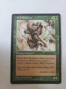 MTG Magic The Gathering Card Bull Elephant Summon Elephant Green V Visions 1996 - Picture 1 of 2