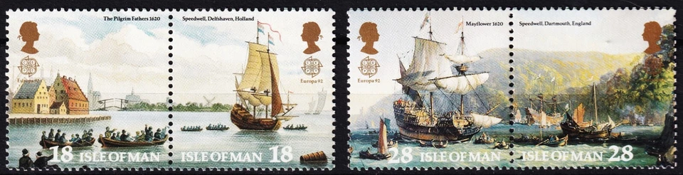 ISLE OF MAN . 1992 Pilgrim's Voyage to America (506a-508a) . Mint Never Hinged - Image 1 of 1