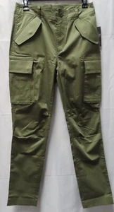 Lauren Ralph Lauren Cotton Sateen Women's Cargo Pants, Olive Green, Size 2 - Picture 1 of 14