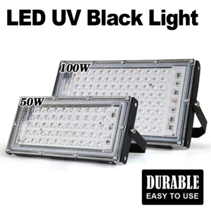 Led Uv Floodlight 50w 100w 395nm Floodlights Stage Blacklight Plug Purple Curing - Picture 1 of 13