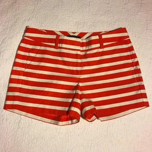 Ann Taylor Petites Short Shorts Orange Cream Candy Stripes 4 4P  - Picture 1 of 7