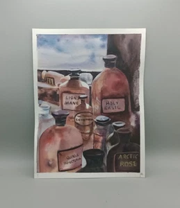 "Adaptogen Apotheker" Stillleben Original Aquarell Gemälde DIN A4 - Bild 1 von 9