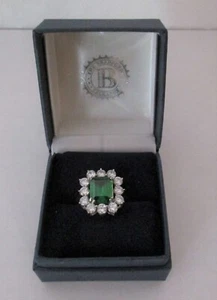 Bradford Exchange Royal Cambridge Diamonesk Simulated Emerald 925 Ring Size 8.25 - Picture 1 of 10