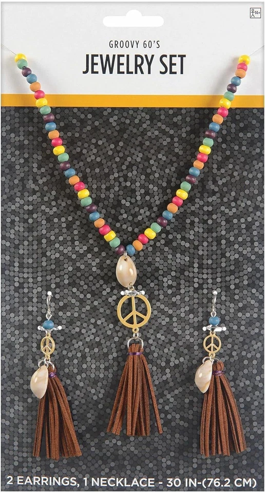 Conjunto de Joyas Groovy Años 60 Hippie Elegante Vestir Halloween Adulto Disfraz Accesorio Foto 1 de 1