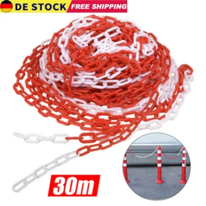 Absperrkette rot-weiss Warnkette Rundstahlkette Plastic Sicherungskette BUND:30m - Bild 1 von 10