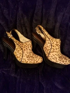 Me Too Gepard/Animal Print Kalbshaar Slingback Plateau Größe 7,5 M Neu ohne Karton - Bild 1 von 8
