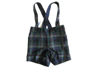 NEW Janie and Jack Little Locomotive 0 3 M Plaid Suspender Shorts Holiday - Picture 1 of 2