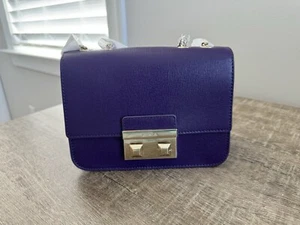 NWT Furla Bella Mini Chain Crossbody Saffiano Leather Bag in VIOLA SCURO - Picture 1 of 12