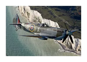 Supermarine Spitfire 5 A4 cliffs of Dover reproduction poster choice of frame - Picture 1 of 6