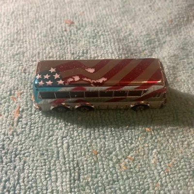 Vintage Micro Machines Galoob 1989 Chrome American Flag Touring Bus - Image 1 of 4