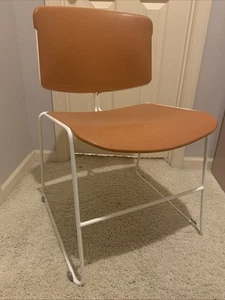 Vintage Steelcase Max-Stacker Chair MCM Atomic Orange & White Stack Master - Picture 1 of 15