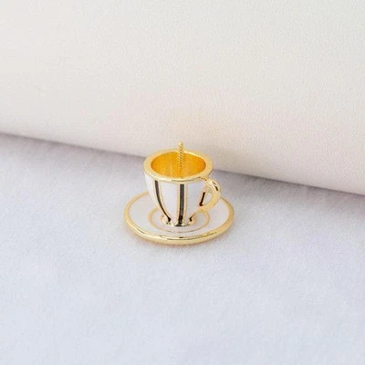 One Piece 18K Gold Plated Charm Pendant Base, Enamel Minimalist Charm, 3D Cup C Foto 1 de 2