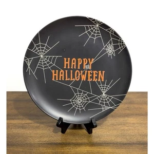 NUEVO CON ETIQUETAS: ¡Hyde & Eek! - Plato de cena feliz Halloween, negro, telarañas, melamina - Imagen 1 de 3