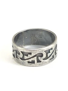 Anillo nativo americano vintage de plata esterlina firmado talla 9 (¿Hopi?) - Imagen 1 de 8
