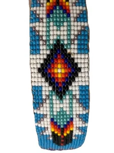 Cerchietto con perline Southwestern turchese blu bianco arancione nero pelle vintage - Foto 1 di 8
