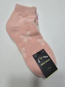 Nuevos calcetines tobilleros LG 3-10 Art Class rosa con diseño de mariposa - Imagen 1 de 2