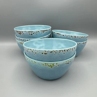 Lote 7x Tommy Bahama Azul y Gris Cereal Ensalada Sopa Helado Crackle Tazones Pequeños Foto 1 de 4