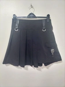 Killstar Black Pleated Skirt L 14 Academia Preppy School Grunge Goth Emo Alt - Picture 1 of 10