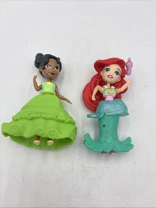 Lot Of 2, Disney Princess little Kingdom Snap-Ins 3'' ARIEL TIANA - Picture 1 of 2