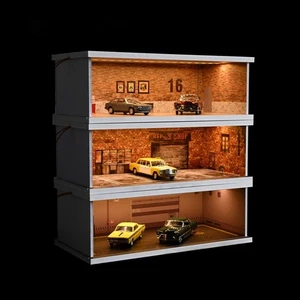 Diorama 1/43 Lote Estacionamiento Coche Modelo Iluminación LED Ciudad Garaje Escena Pantalla Modelo - Imagen 1 de 60