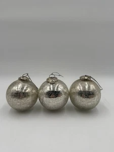 4er Set Weihnachtsschmuck CATHERINE MALANDRINO Glaskugel silber, eine fehlt - Bild 1 von 4