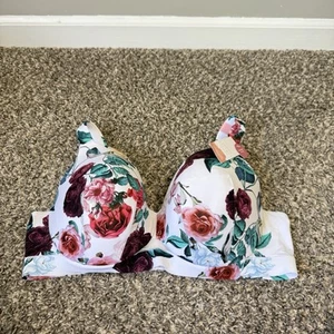 Reggiseno Cacique 42D leggermente foderato copertura completa ferretto bianco floreale NUOVO - Foto 1 di 5
