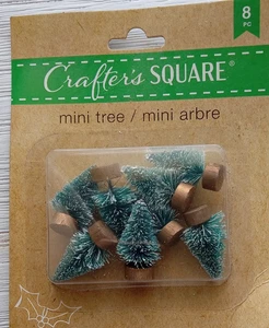 NEW! 8 PC MINI 1.5" GREEN SISAL FLOCKED BOTTLE BRUSH TREES VILLAGE DIY CRAFTING - Picture 1 of 4