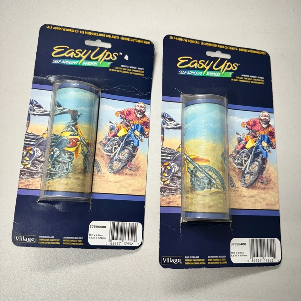 Juego de bordes de papel tapiz vintage Motor Cross Easy Ups decoración de dos habitaciones hombre cueva Foto 1 de 4