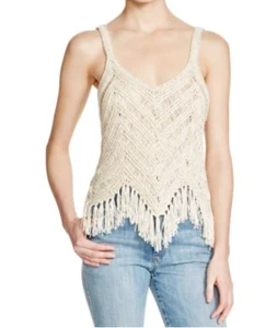 Alice + Olivia Damen Adelina Häkel Tank Top Gr. M beige Fransen Leinenmischung - Bild 1 von 9