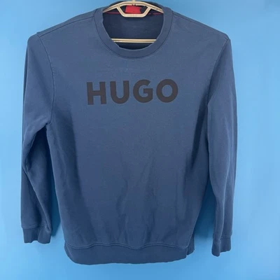 Hugo Boss Para Hombres XL Azul Algodón Manga Larga Cuello Redondo Pullover Sudadera Foto 1 de 4